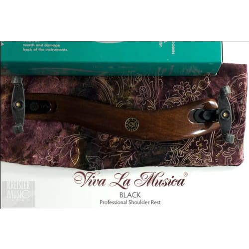 Viva La Musica Professional Viola Shoulder Rest, Natural Walnut Wood, Black Fittings