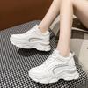 Leather casual sports shoes women's 2025 spring new heightening dad shoes women's fashion thick-soled running travel white shoes