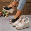 Vismondprint Europese en Amerikaanse grote maat sleehakzomersandalen nieuwe dikke zool buitenlandse handel Romeinse sandalen dames