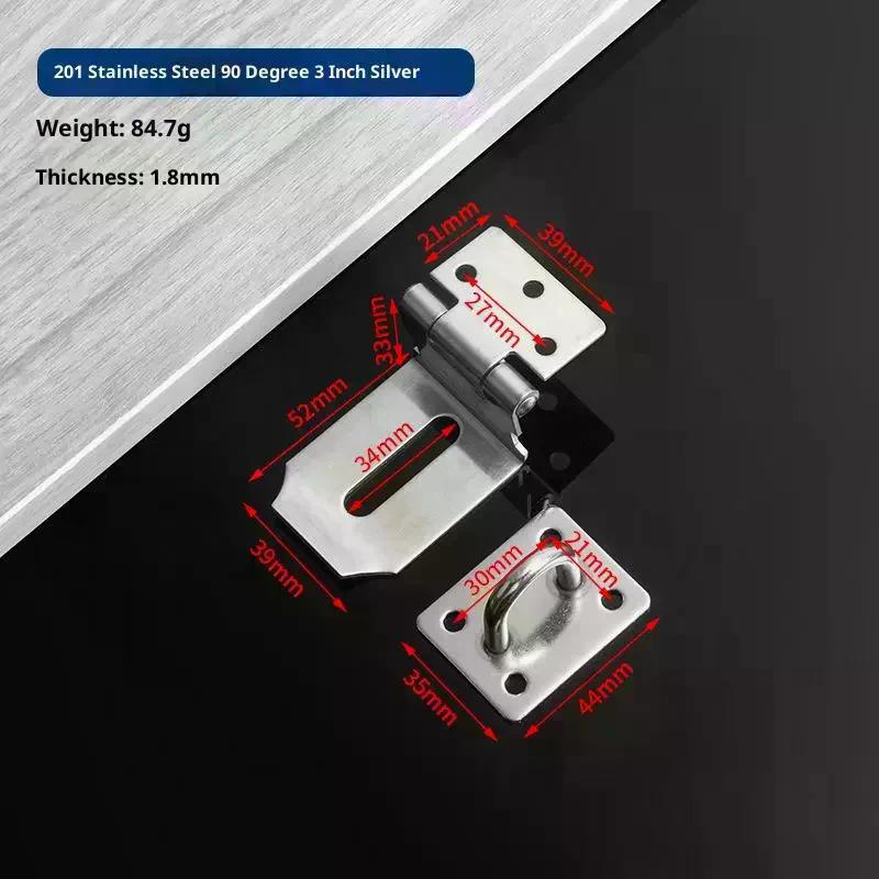1Set Stainless Steel Padlock Clasp Gate Hasp Staple Door 90 Degrees Latches Lock Shed Latch Household Burglar-proof Hardware