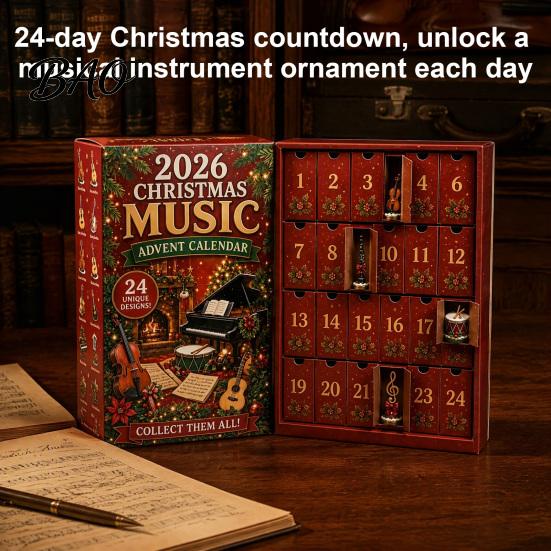 Christmas Advent Calendar Music 2026, 24 Mini Musical Instrument Gift for Lovers Ornaments Countdown Calendar, Musician Holiday Desktop Decor