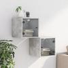 Table de chevet murale - Maison Exclusive - Gris béton - Portes vitrées - Lot de 2