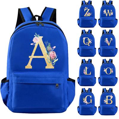 26 English Letters Cosplay Canvas Dark Blue Backpack Children Schoolbag Travel Bag Back To School Bookbag for Kids