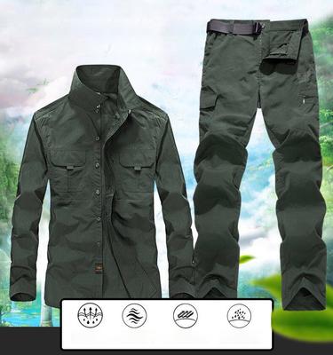 Summer Long Sleeved Work Clothes Men's Elastic Set Loose Sun Protection Breathable