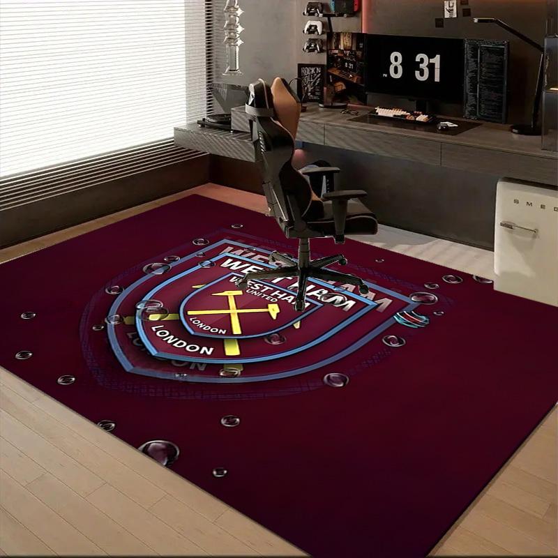 1PC West Ham United Crest Rug Game Carpet, Floor Mat for Bedroom Living Room Entryway Rug, Home Decor Idea Gift for Christmas Birthday