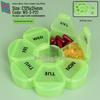 Colorful 7-Day Round Travel Pill Box with 7 Compartments - Weekly Medicine Dispenser