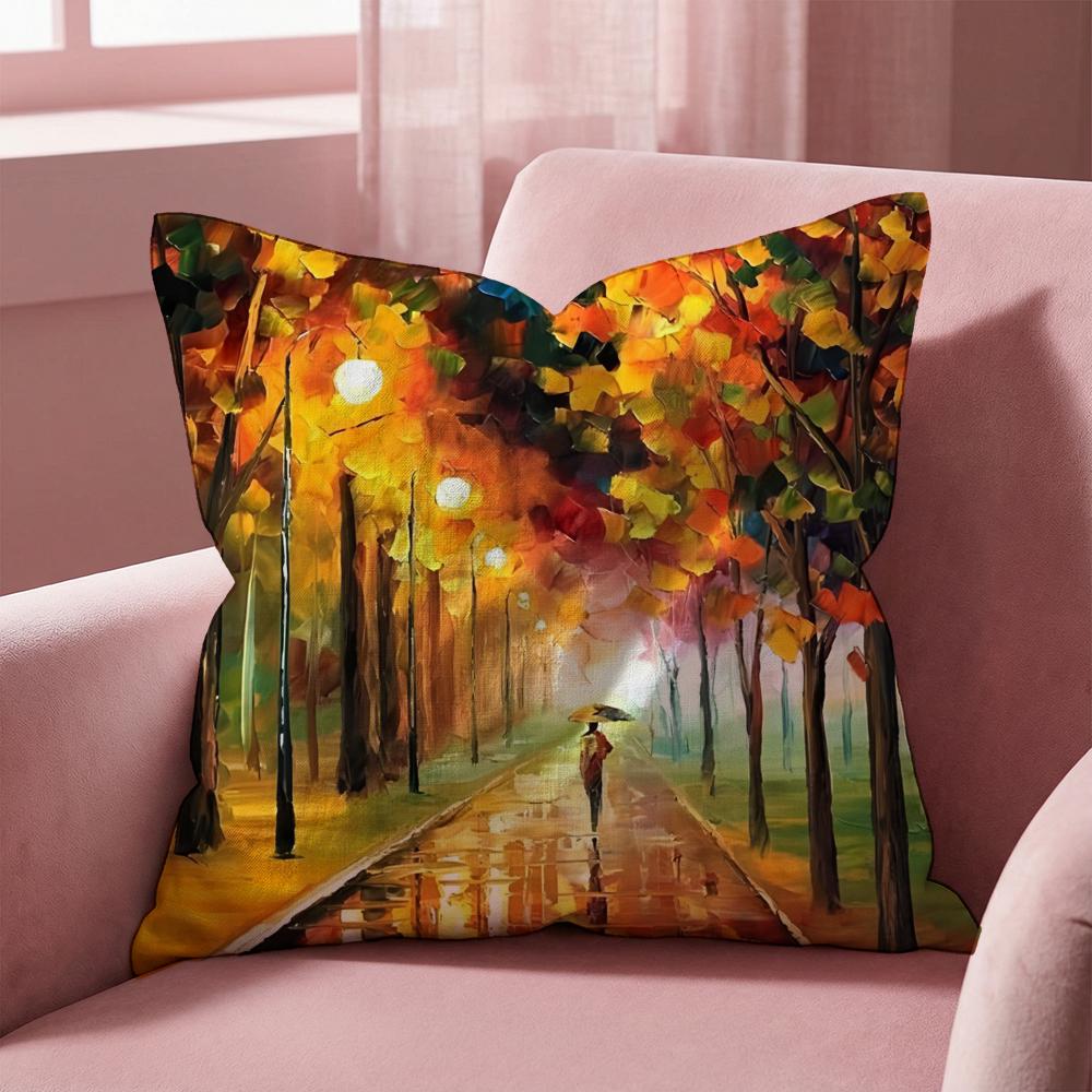 L-Leonid Afremov Oil Painting Cushion Cover Multi-Scene Pillow Cover for Home & Car - Reversible, Soft & Durable for Daily Use