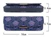 Large Hard Eyeglass Inden Navy Blue Deerskin with Gray Purple Chintz Hydrangea Pattern [Inden-ya] Case, 8007, Misono, Lacquer, Design,