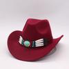 Western Cowboy Hat Simple Woolen Top Hat Retro Chain Ethnic Style Men'S And Women'S Jazz Hat