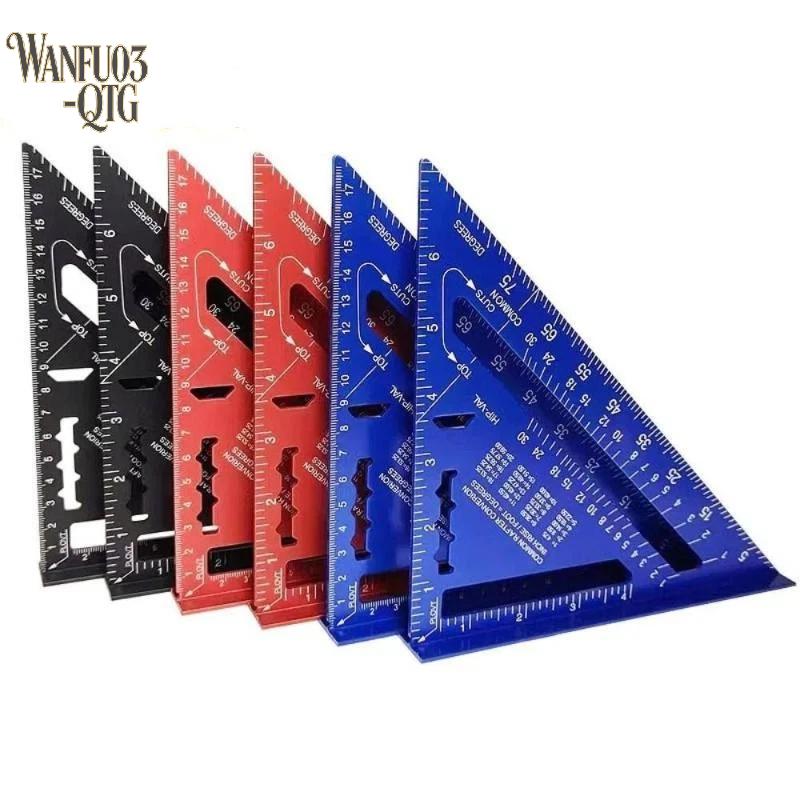 Hot Sale 1Pcs Red Aluminum Alloy Triangle Ruler High Precision Clear Scales For Woodworking Carpentry Construction Measuring