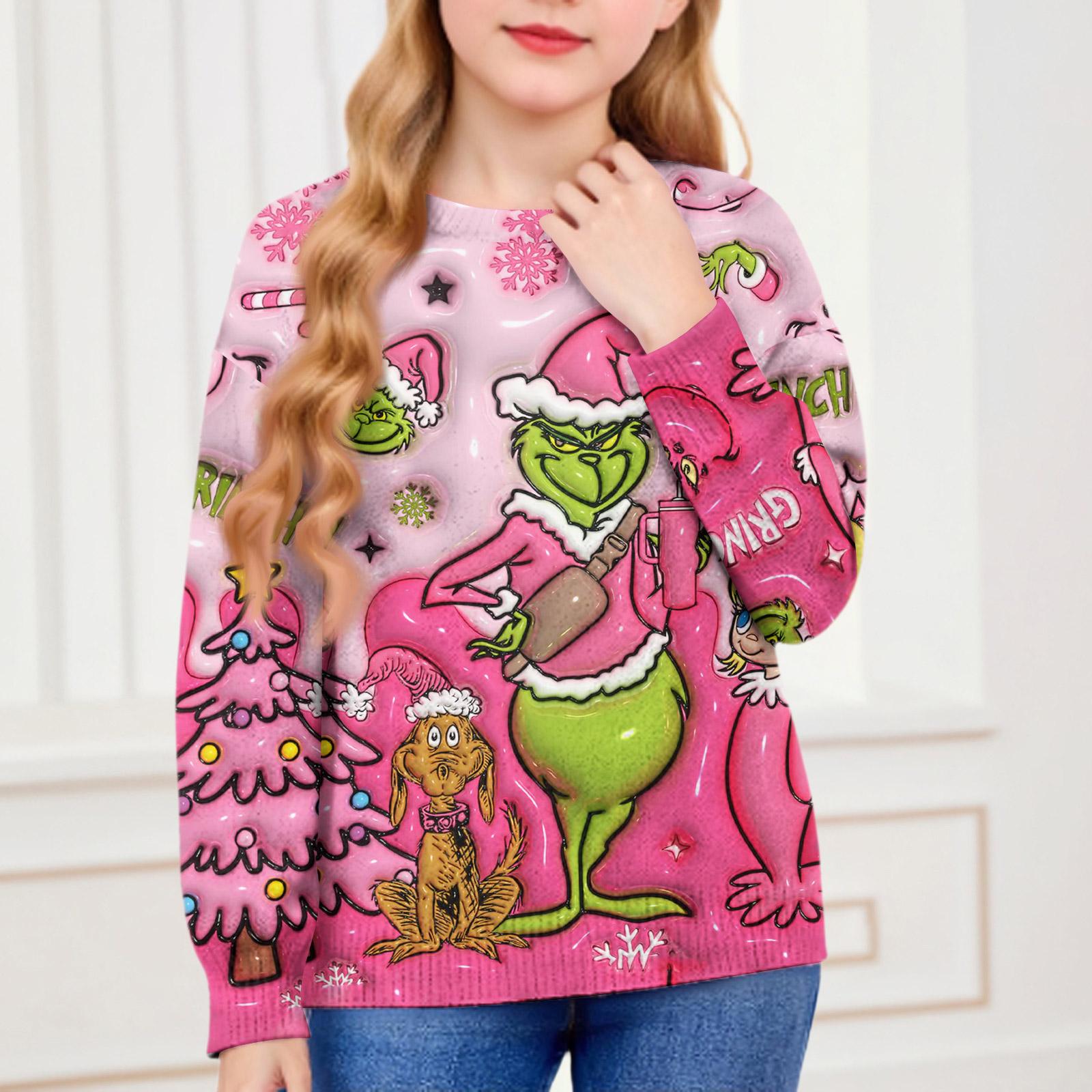 Yuki Kerstdag Sweatshirts Voor Kinderen Jongens En Meisjes Gebreide Trui Schattig Shirt Herfst Ronde Hals Pullover Tops 120 cinnaber