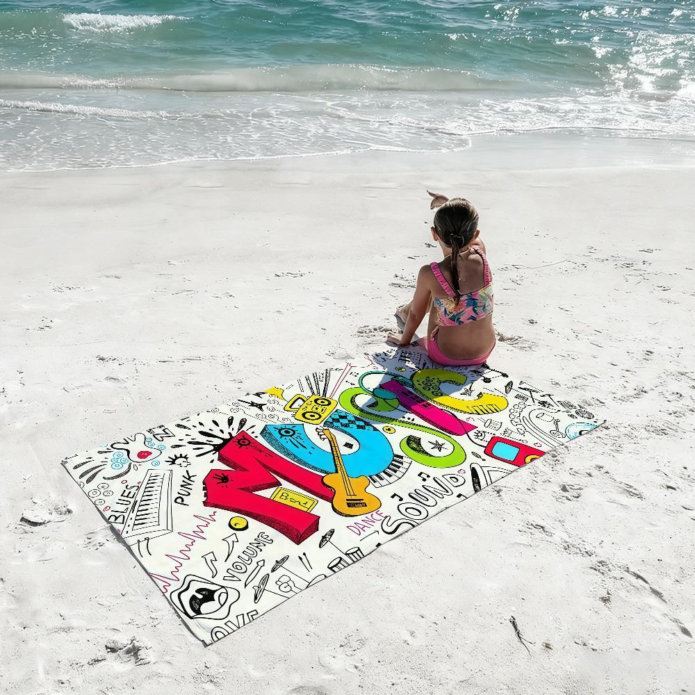 Ambesonne Music Towel Quick Dry Absorbent Beach Towel for Sports, Fitness, Swimming and Outdoor Activities