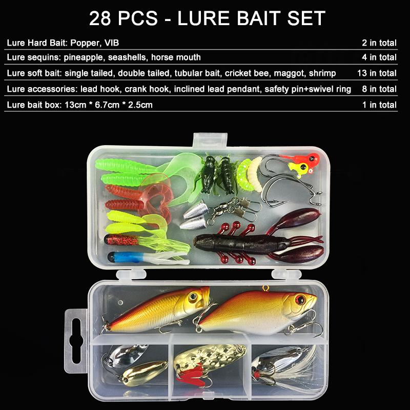 Scatola Set Attrezzatura Esche da Pesca 105 Pezzi Acqua Salata Morbide Dure Silicone Esche Artificiali Ami Esca da Pesca Crankbait Spinner Affondante