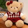 Couple Studant Bears Plush Toys Graduation Present Cartoon Bear Wear Plaid Sweater Soft Doll Kawaii Toy Brinquedos