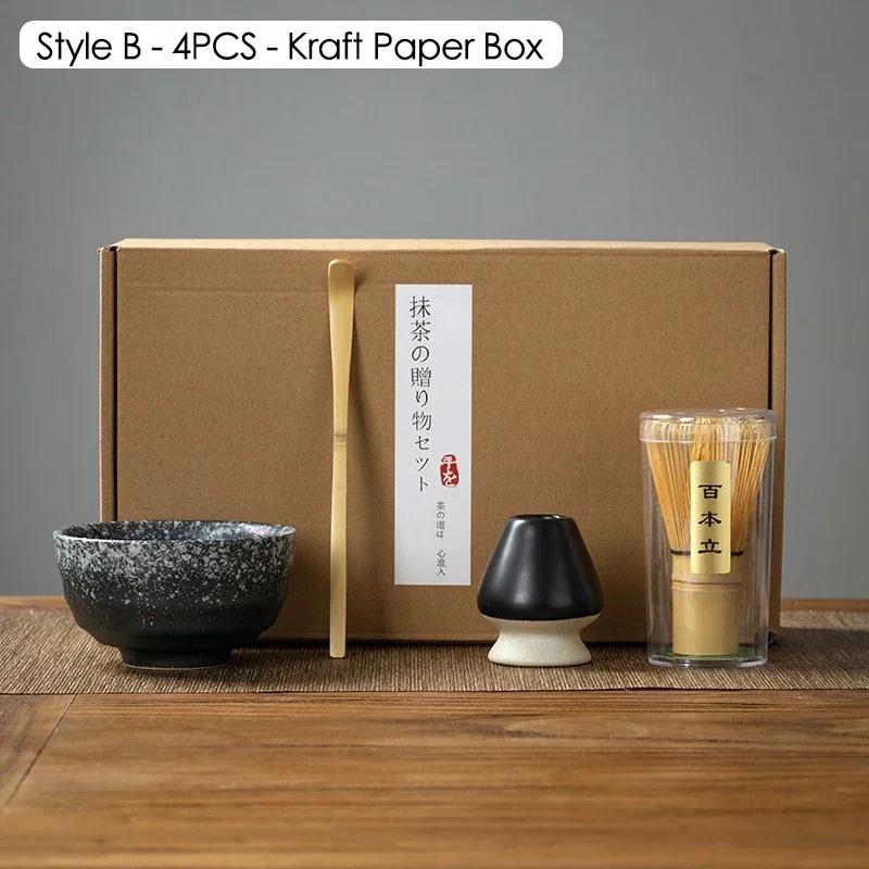 Japanese Matcha Blender Ceremony 4/5/6pcs Set Ceramic Chawan Bowl Bamboo Whisk and Tea Scoop Matcha Tools Kit for Tea Lovers