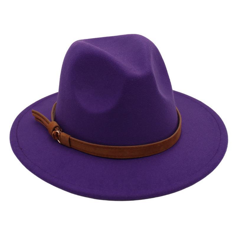 Gentleman'S Top Hat Vintage Jazz Hat Men'S And Women'S Elegant Felt Hat Belt Buckle Tweed Hat Light Luxury