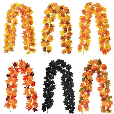 Ghirlanda di foglie d'acero autunnali artificiali da 2 m, piante finte, decorazioni autunnali, foglie di vite per il Ringraziamento, Halloween, feste, decorazioni per matrimoni