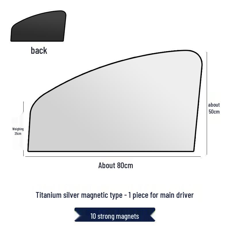 

Iridescent Titanium Silver Magnetic Car Sun Shade - Non-transparent Window Curtains