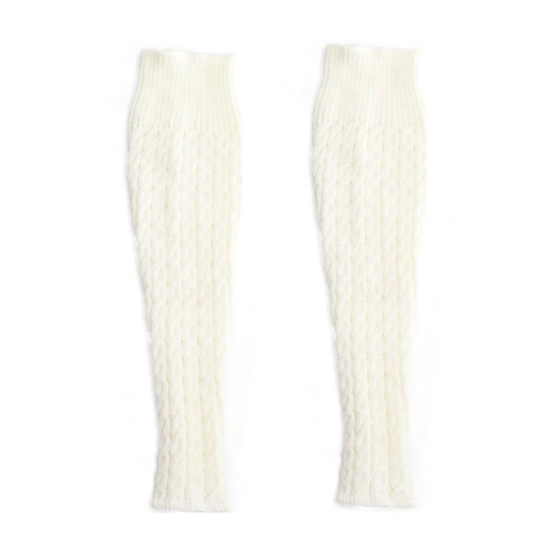 Scaldamuscoli da Donna Taglie Forti Lavorati a Maglia a Treccia Sopra il Ginocchio Alti sulla Coscia Calzini Senza Piedi Caldi Calze per Stivali Invernali Streetwear