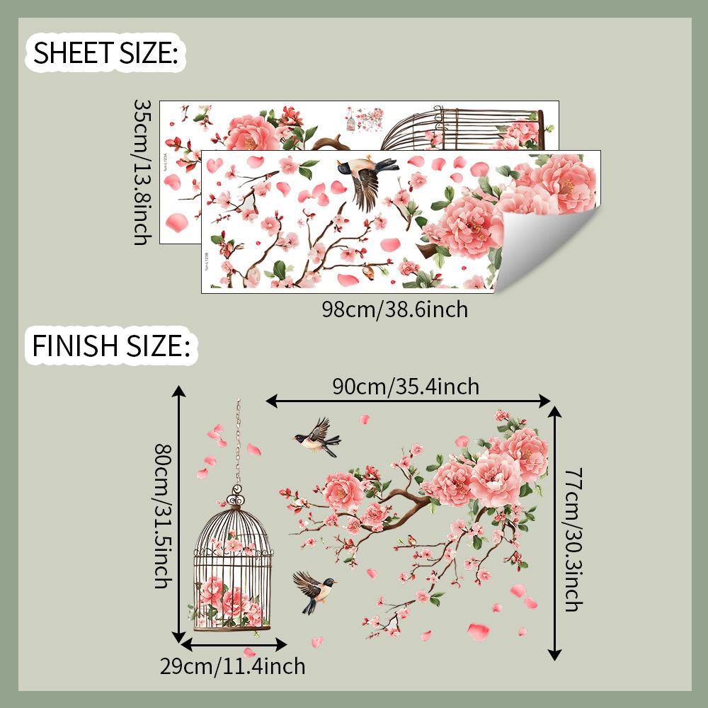 

Простая ветка цветущего персика Клетка для птиц Спальня Гостиная Фон Украшение и Декоративные наклейки на стену