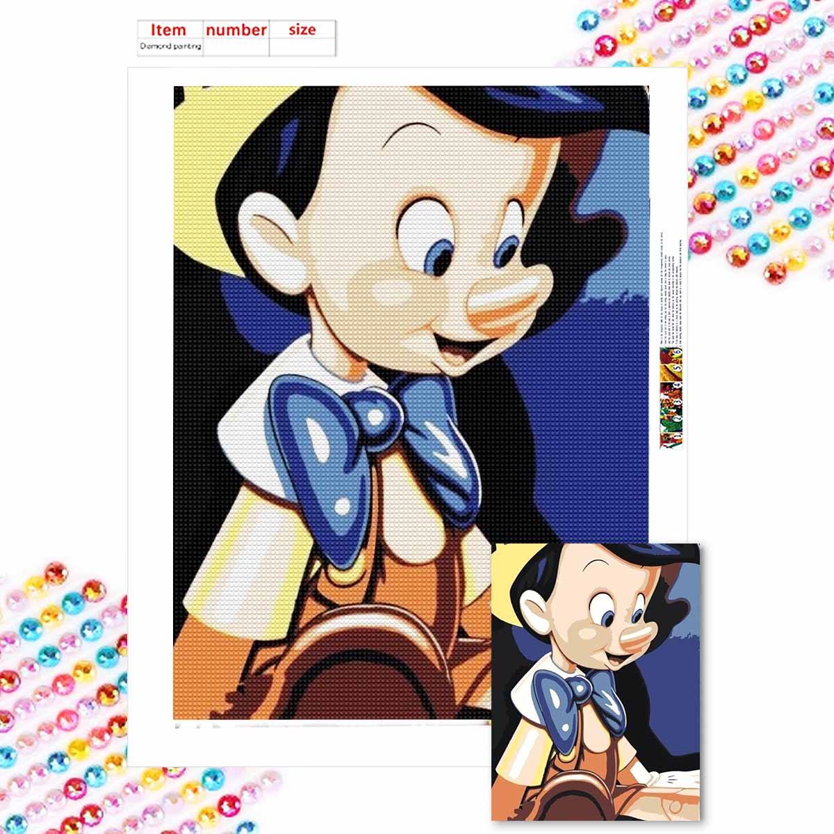 

5D Алмазная живопись своими руками Прекрасный Пиноккио Полная выкладка Стразы Мозаика Вышивка Изделия ручной работы Домашний декор Подарок Round 20x30cm