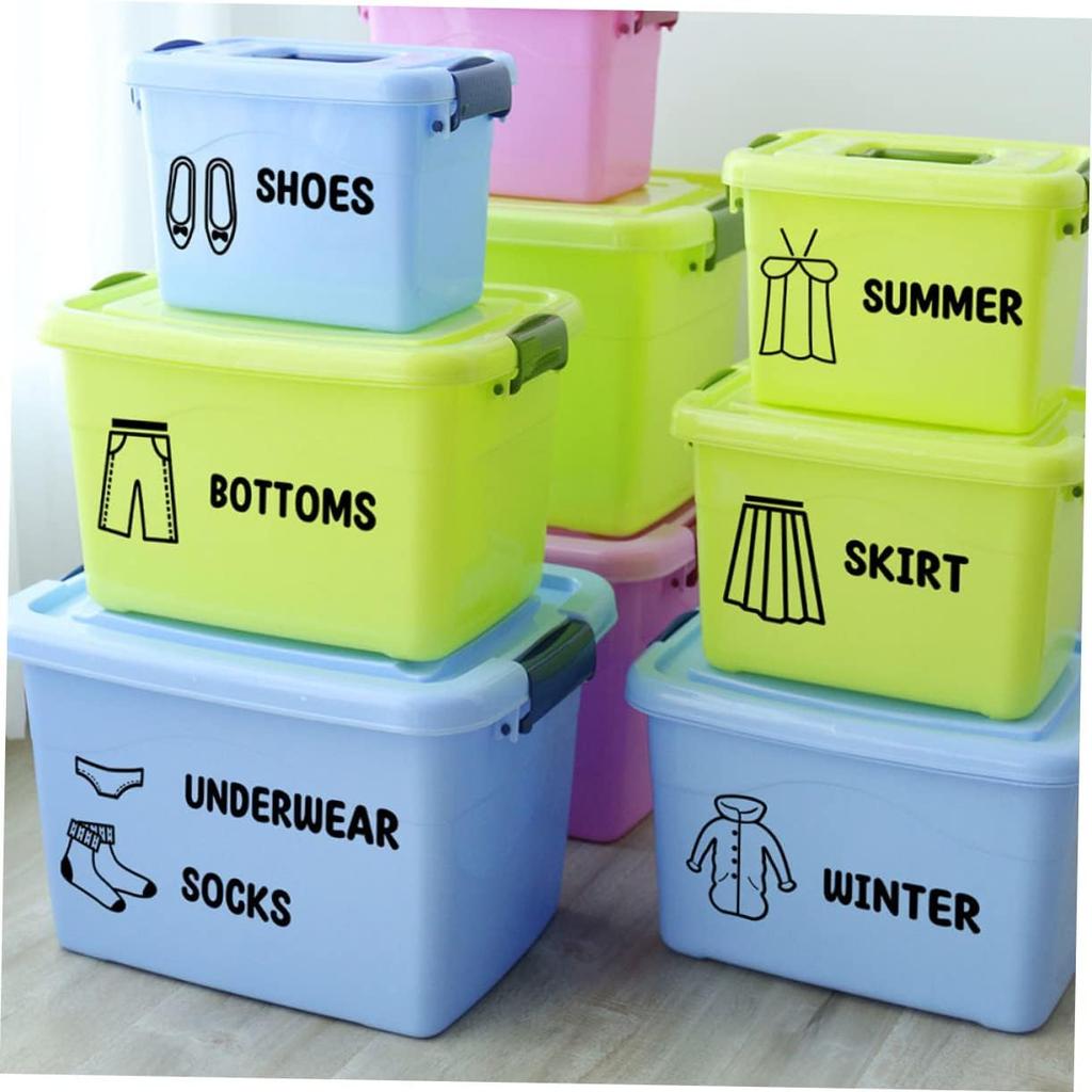 3pcs Boy Girl Clothing Labels Self-Adhesive Clothing Sort Stickers for Dresser Organization Educational Decals for Wardrobe with Pictures and Text
