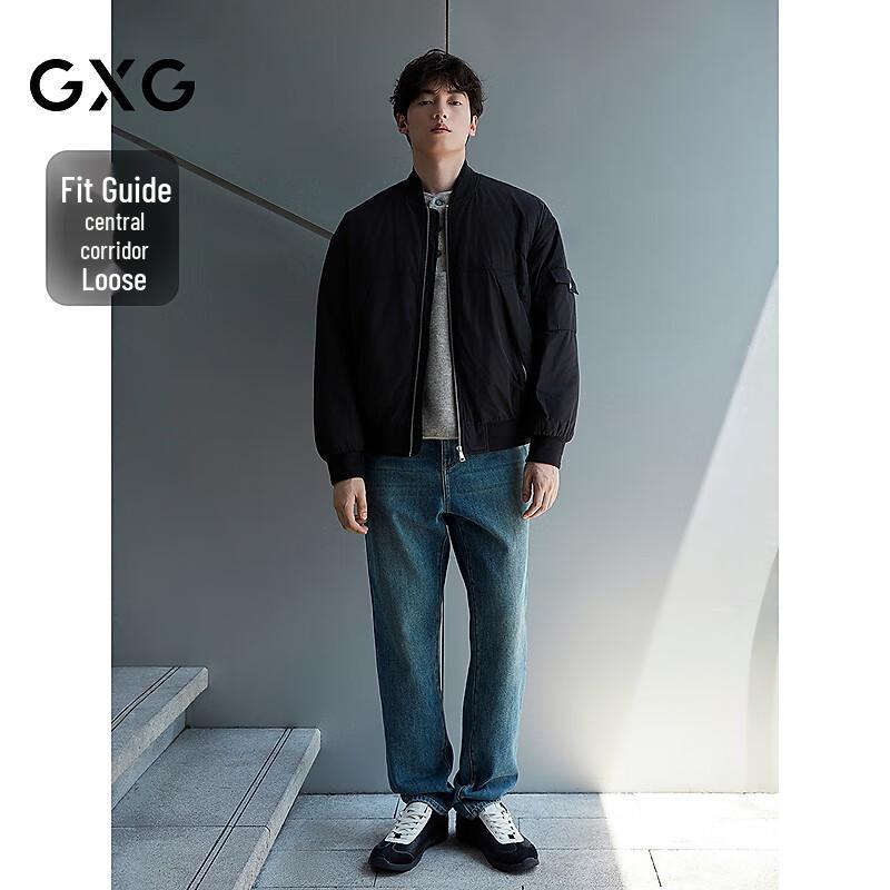 GXG Men's Classic Black Bomber Cotton Padded Jacket