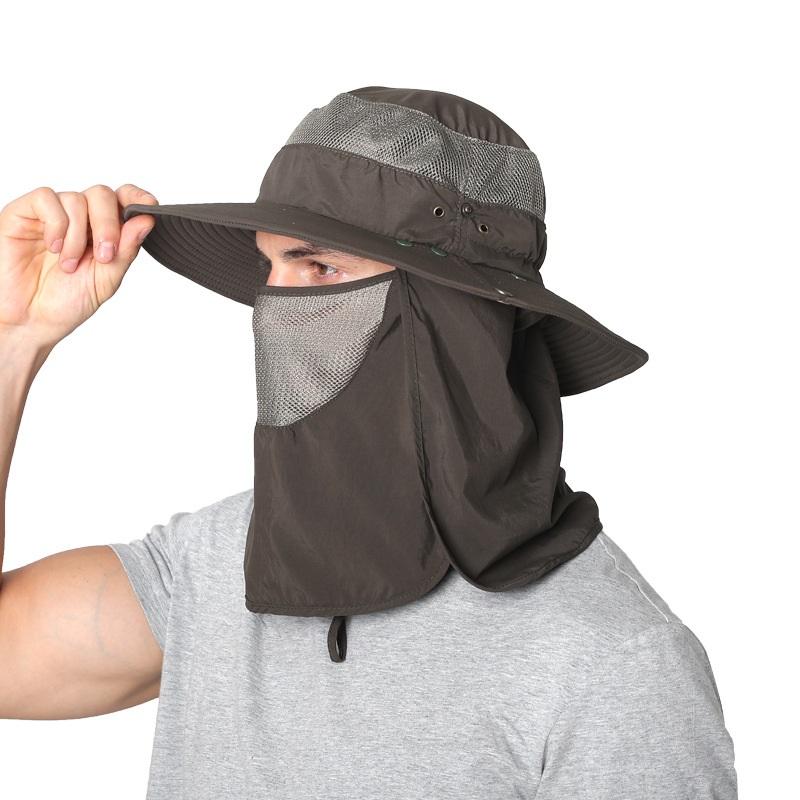 Breathable Fisherman Cap Summer UV Protection Sun Hat With Neck Flap Women Men Detachable Hiking Fishing Hats Outdoor Bucket Hat