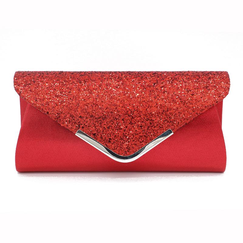 

2024 Spring Fashion PU Sequin Women s Clutch and Makeup Evening Bag-128 червоний