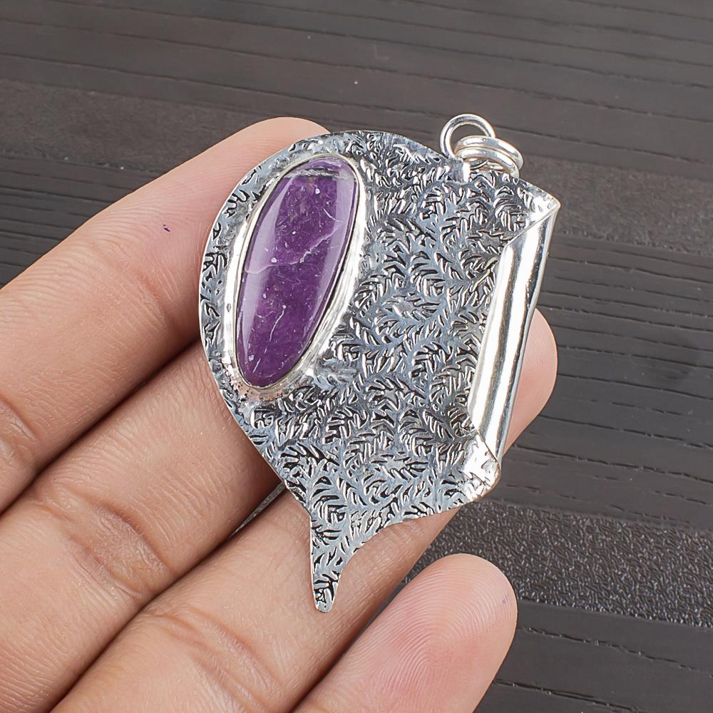 

Natural Purpurite Gemstone 925 Sterling Silver Jewelry Designer Pendant 2.09 AJP-2411