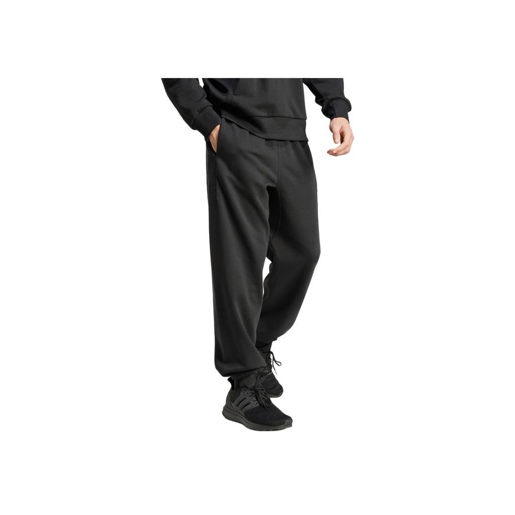 Adidas Sportswear All Season Lace-Up Versatile Loose Fleece Cuffed Knit Joggers Men Joggers Black IX1252