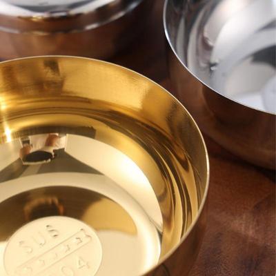 Bol en Acier Inoxydable Bol Coréen Grand pour Riz Cuit avec Couvercle Bol à Riz Vapeur Simple Couche Vaisselle Enfant Anti-Brûlure/Chute