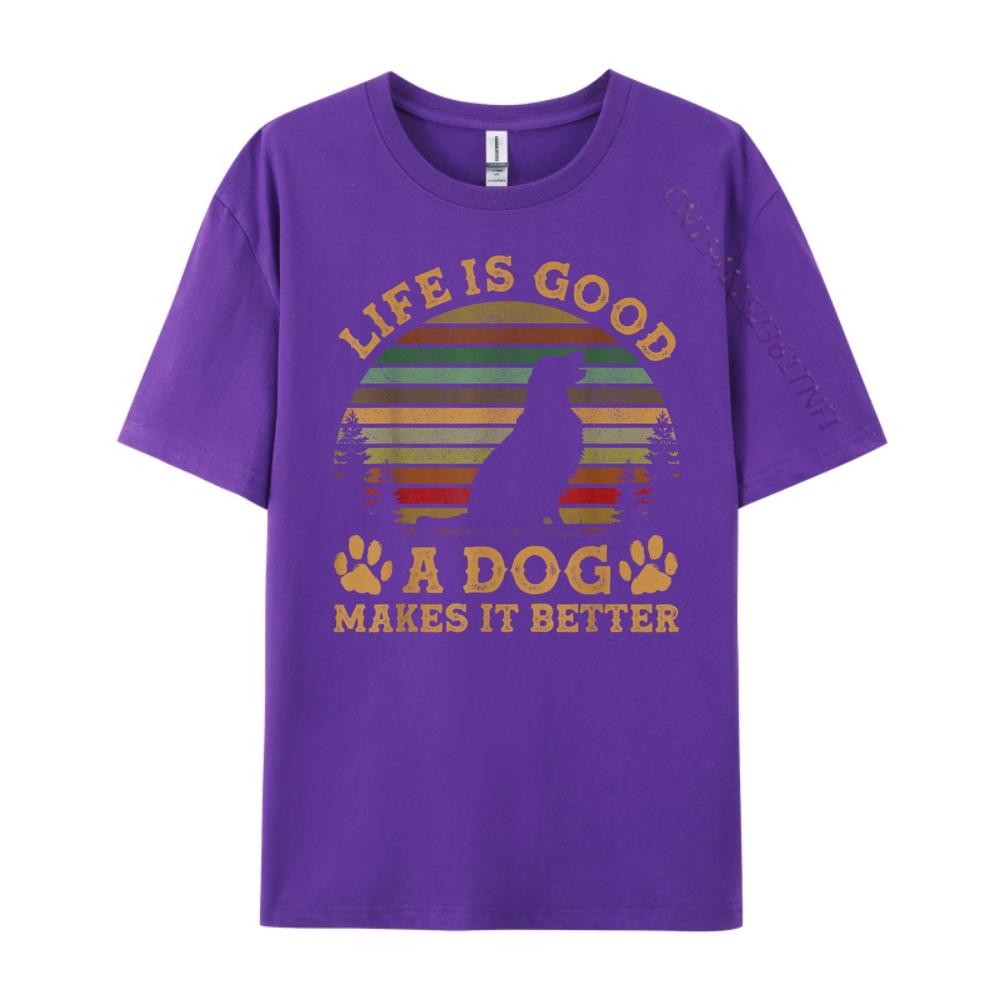 Life Is Funny Good A Dog Makes It Better Vintage Graphic T Shirts Camisetas Vegan