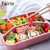 Caja de Almuerzo Dividida de Paja de Trigo Cuadrada Caja Bento de Cuatro Compartimentos Caja para Comida Rápida de Fibra de Trigo Caja de Almuerzo Portátil para Trabajo Viaje Fairie