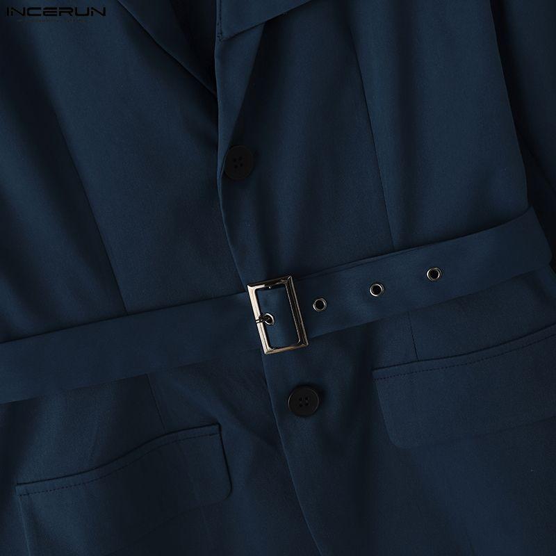 INCERUN Men Lapel Long Sleeve Front Cross Casual Loose Blazer Coats