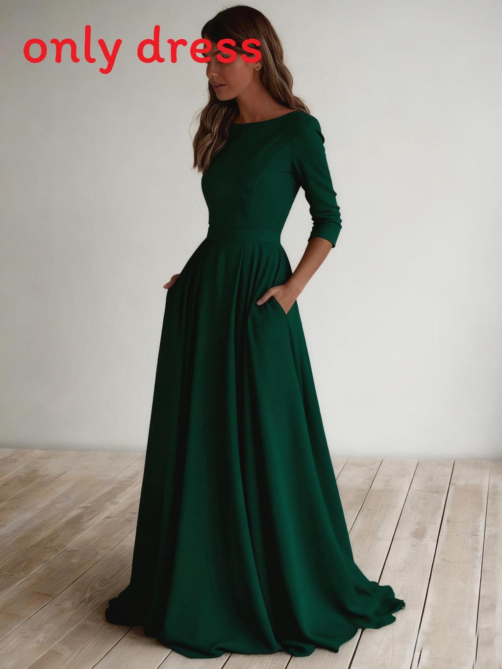 Eleganta adīta garām piedurknēm ceļojumu kleita