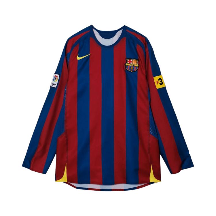 Nike FC Barcelona Ronaldinho 2005/06 Reissue Replica Long-Sleeve Jersey Red/Blue Men Tops HQ1462-471
