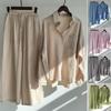 2 buc/set Fabulous femei bluză pantaloni set guler răsturnat femei topuri pantaloni costum cordon două piese