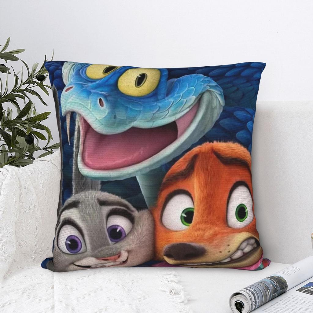 Gary Judy Nick Quadratische Kissenbezüge Zootopia Film Kissenbezüge Modischer Dekorativer Kissenbezug mit Reißverschluss für das Bett 18"