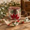 Wired Ribbon for Christmas Tree 1 Roll Burlap Gift Wrapping Decor, Vintage Patterned Holiday Decoration Imitation Linen Fabric DIY Crafts And Wreaths,