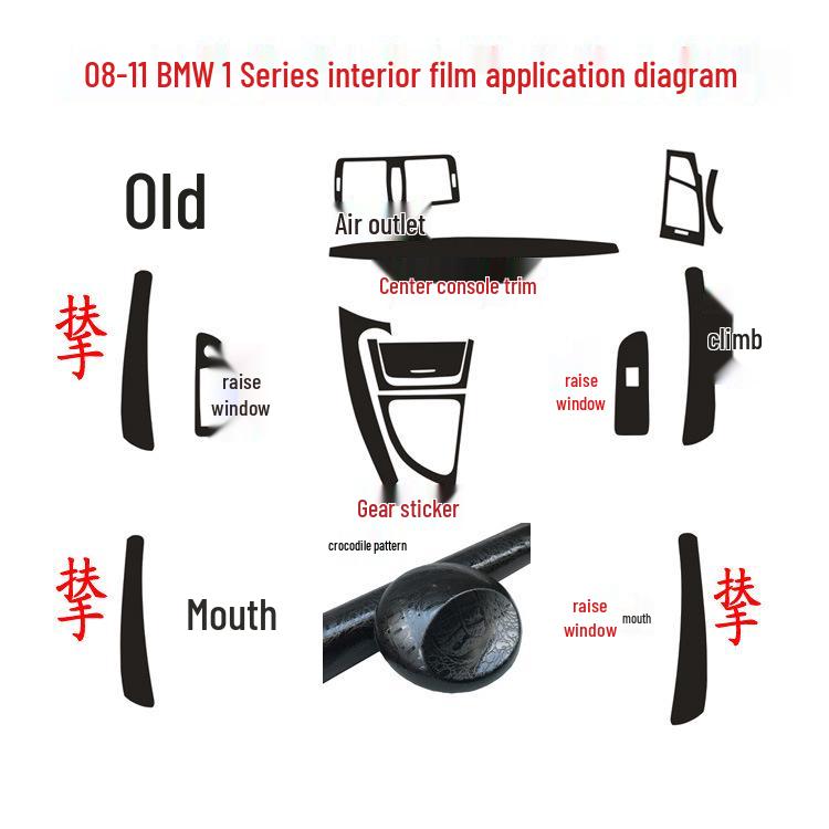 BMW 1 Series 06-11 Interior Carbon Fiber Gear Console Color Change Sticker