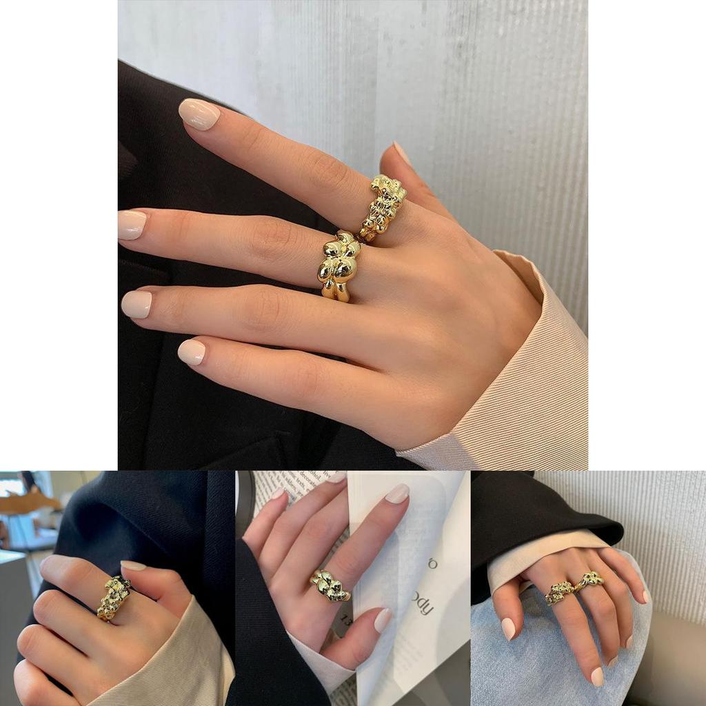 Gold White Versatile Plated Ring With Contemporary Geometric Shape For Elegant Women