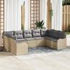VidaXL 9-Piece Garden Sofa Set with Beige Cushions Poly Rattan 3354529