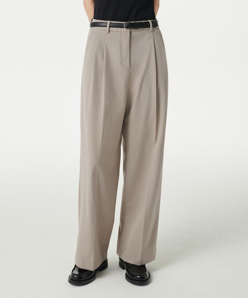 MUSINSA STANDARD WOMAN Women'S Lightweight High-Waisted Wide Hidden Banding Slacks [Light Beige]