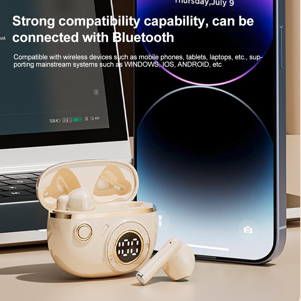 Căști Bluetooth 5.4 Căști Wireless Mini Căști de Gaming Afișaj LED Căști cu Reducere a Zgomotului Căști Stereo HiFi