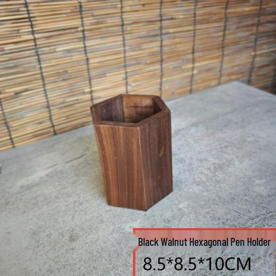 Black Walnut Solid Wood Pen Holder: Creative Storage Box for Office or Tea Ceremony Accessories
