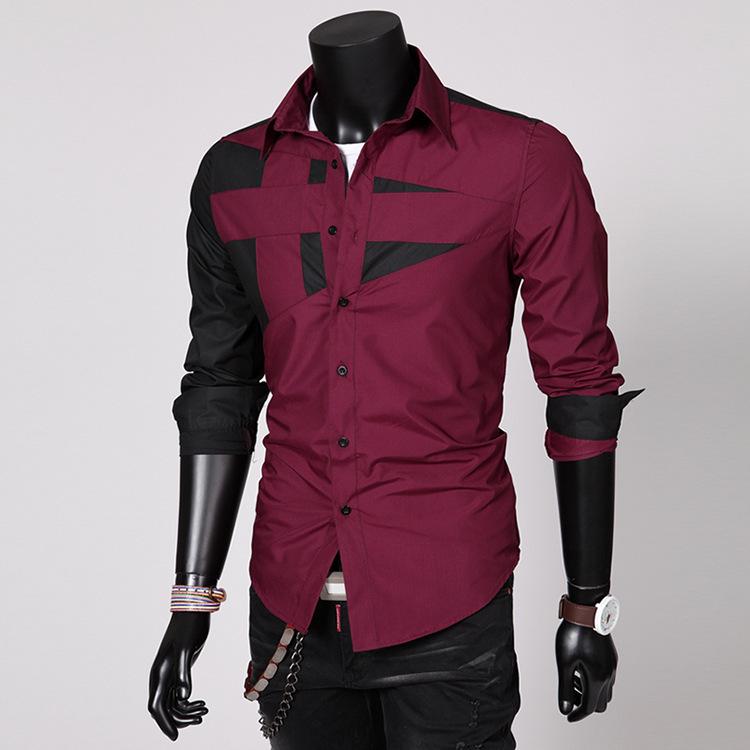 2023 Men's Slim Fit Stitching Long-Sleeve Fashion Shirt - Large Size Casual Wear