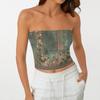 Bauchfreie Tops für Damen Sexy Cami Tank Sommer Schlauch Ärmellos Bedrucktes Camisole Shirt Weste