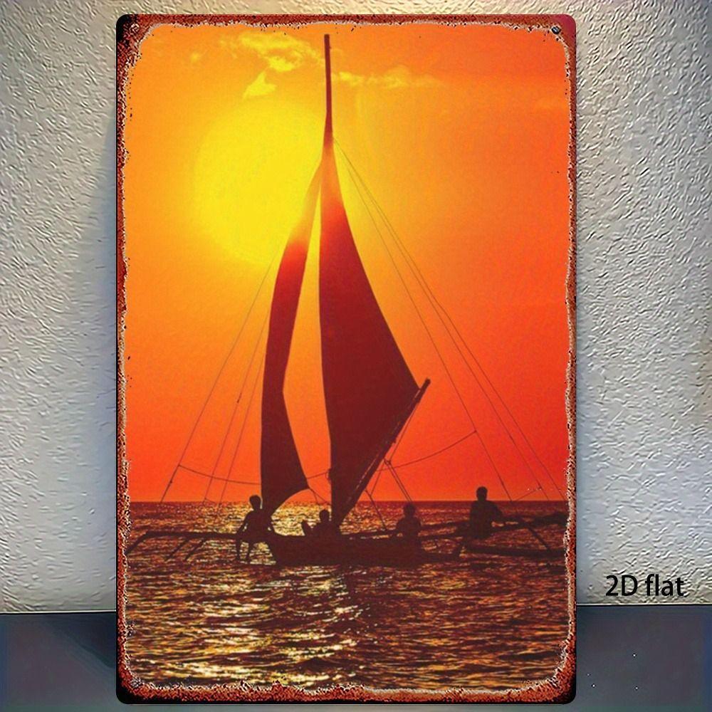 Vintage Nautical Metal Wall Art, Old Sailing Ship Pirate Decor, Home Wall Decor