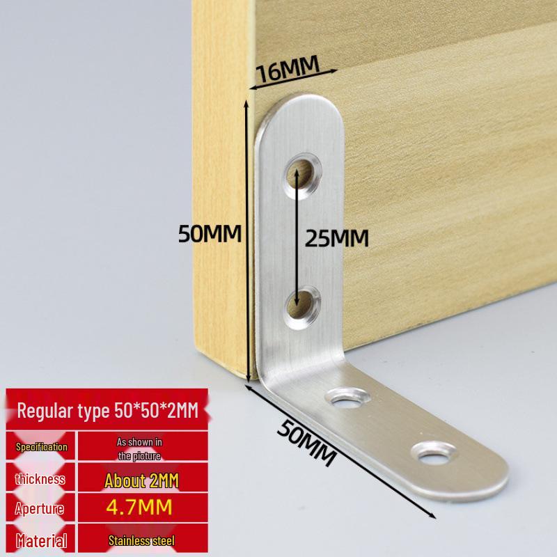 Thick Stainless Steel 90° Angle Bracket for Furniture Fastening